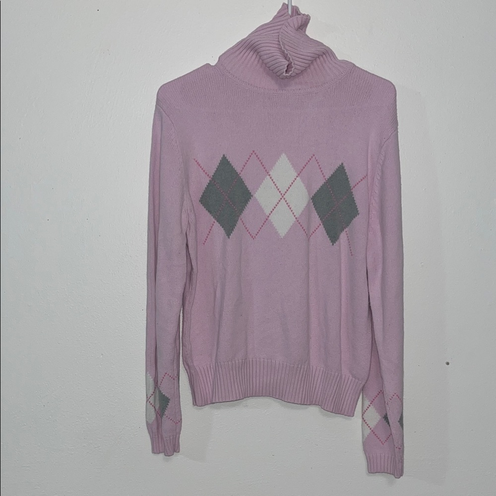 Sonoma Lavender Argyle Cowl Neck Sweater